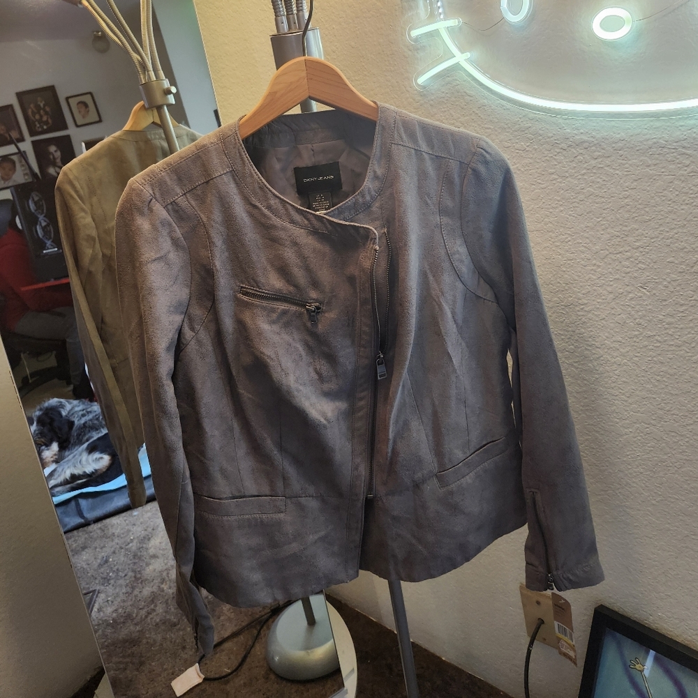 💝💝💝 DKNY JEANS Gray Suede Moto Jacket - Women's💖💖💖